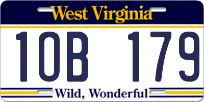WV license plate 1OB179