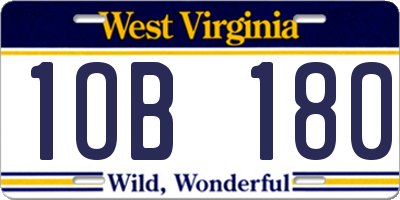 WV license plate 1OB180