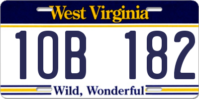 WV license plate 1OB182