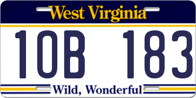 WV license plate 1OB183