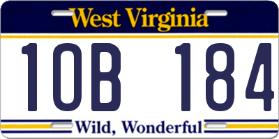 WV license plate 1OB184