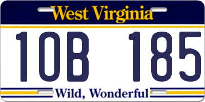 WV license plate 1OB185