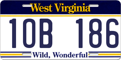 WV license plate 1OB186