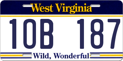 WV license plate 1OB187