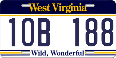 WV license plate 1OB188