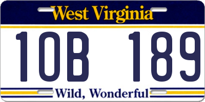 WV license plate 1OB189