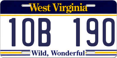 WV license plate 1OB190