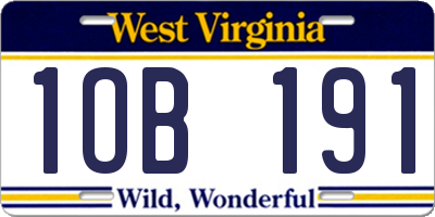 WV license plate 1OB191