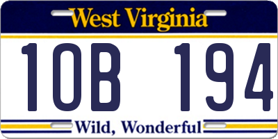 WV license plate 1OB194