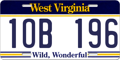 WV license plate 1OB196