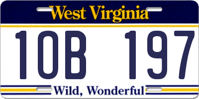 WV license plate 1OB197