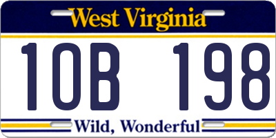 WV license plate 1OB198