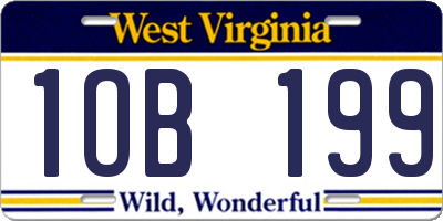 WV license plate 1OB199