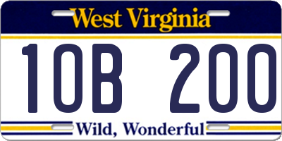 WV license plate 1OB200