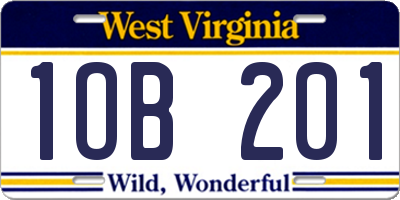 WV license plate 1OB201