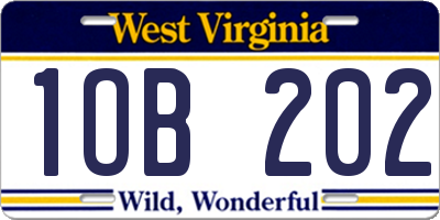 WV license plate 1OB202