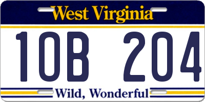 WV license plate 1OB204