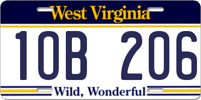 WV license plate 1OB206