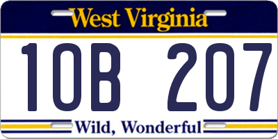 WV license plate 1OB207