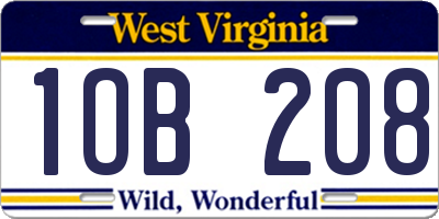 WV license plate 1OB208