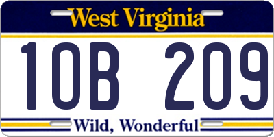 WV license plate 1OB209