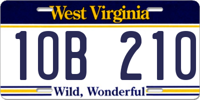 WV license plate 1OB210