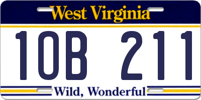 WV license plate 1OB211