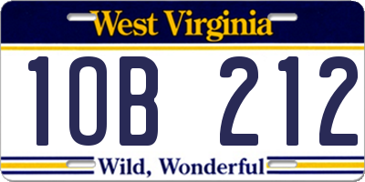 WV license plate 1OB212