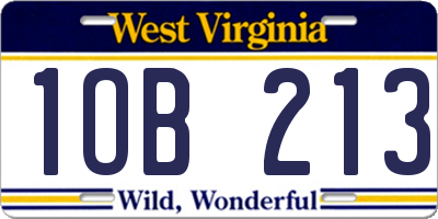 WV license plate 1OB213