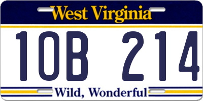 WV license plate 1OB214