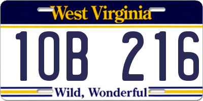 WV license plate 1OB216