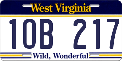 WV license plate 1OB217