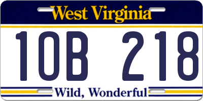 WV license plate 1OB218