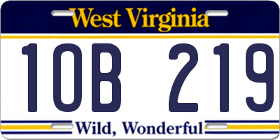 WV license plate 1OB219