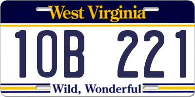 WV license plate 1OB221