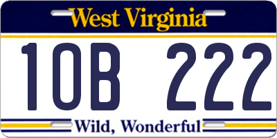 WV license plate 1OB222