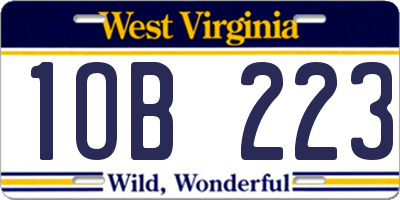WV license plate 1OB223