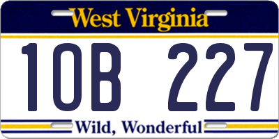 WV license plate 1OB227