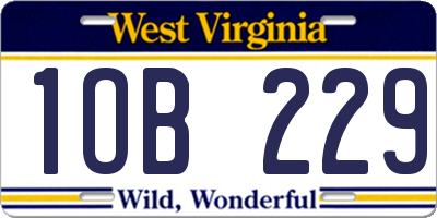 WV license plate 1OB229