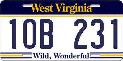WV license plate 1OB231