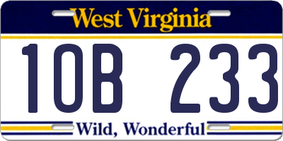 WV license plate 1OB233