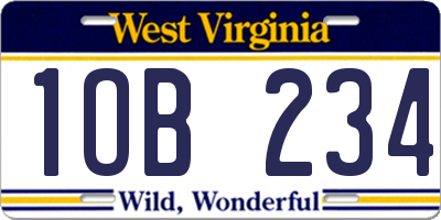 WV license plate 1OB234