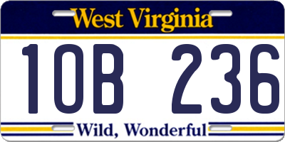 WV license plate 1OB236