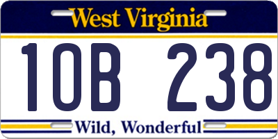WV license plate 1OB238