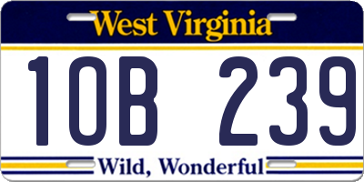 WV license plate 1OB239