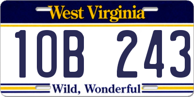 WV license plate 1OB243