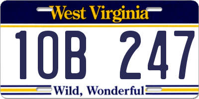 WV license plate 1OB247