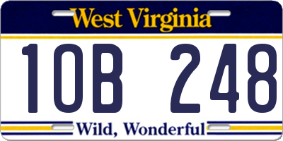 WV license plate 1OB248