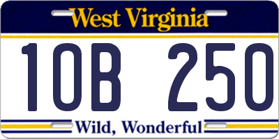 WV license plate 1OB250