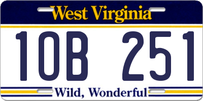 WV license plate 1OB251